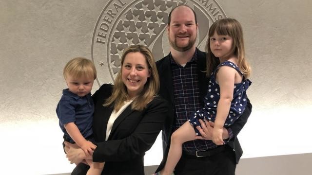 Liuba Gretchen Shirley, pictured with her family, will face Rep. Peter King in November, after winning the District 2 Democratic congressional primary on Tuesday.