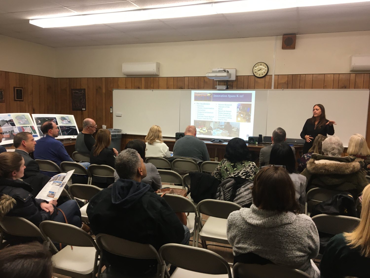 Schools Superintendent Dr. Shari Camhi took questions from the public at a community information session in the district office on Jan. 21.
