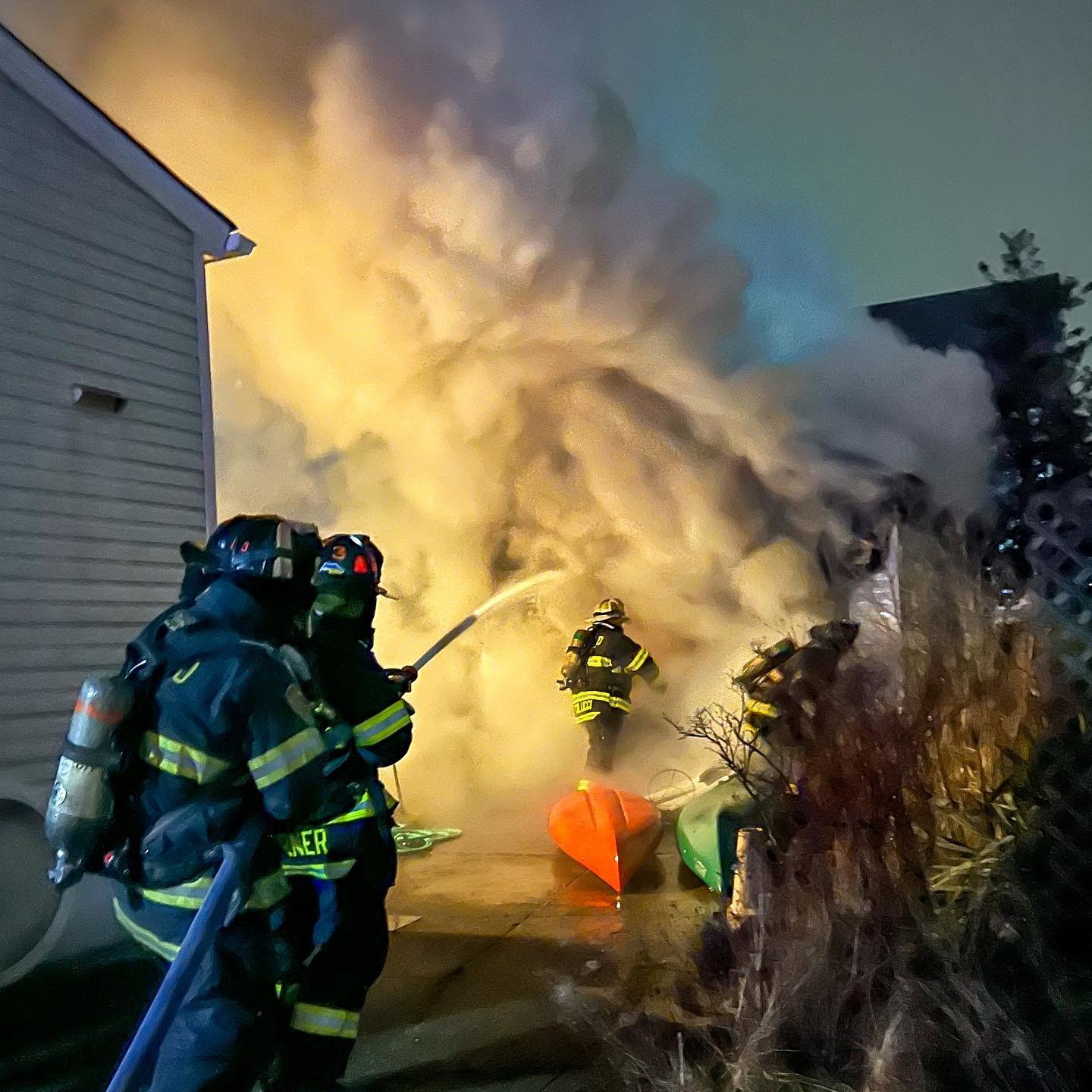 Valley Stream firefighters battle garage fire on Carstairs Road ...